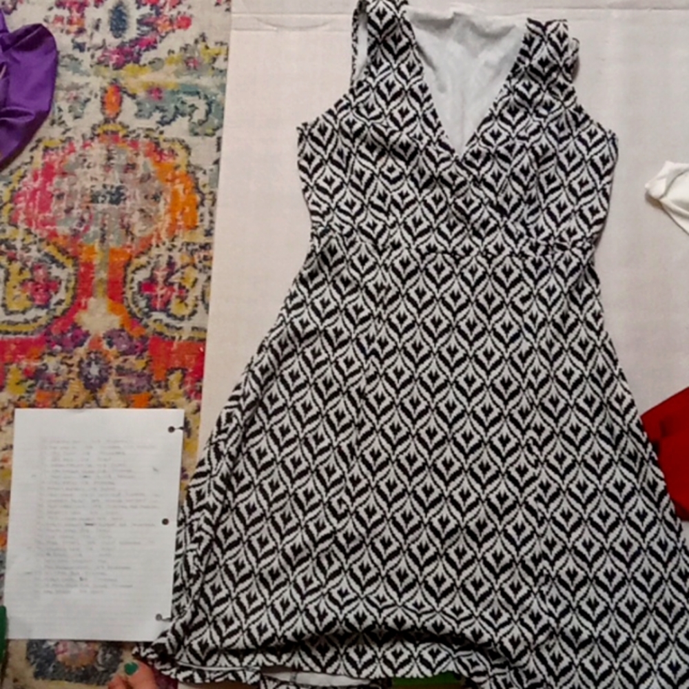 New York & Company black and white medium dress